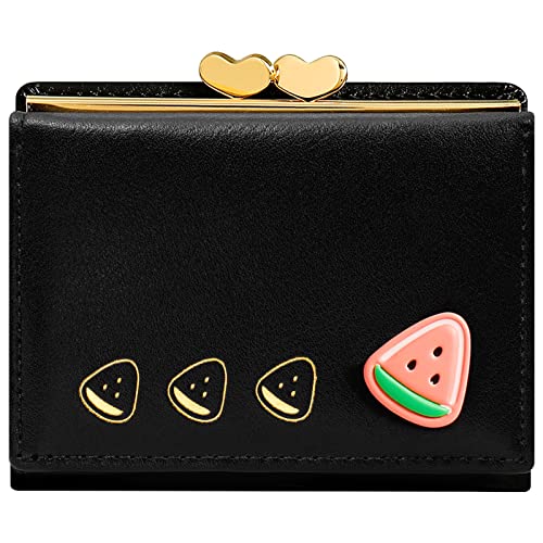 YINHEXI Wallet for Women, Faux Leather, Bifold with RFID Blocking, Slim, Black, Unisex