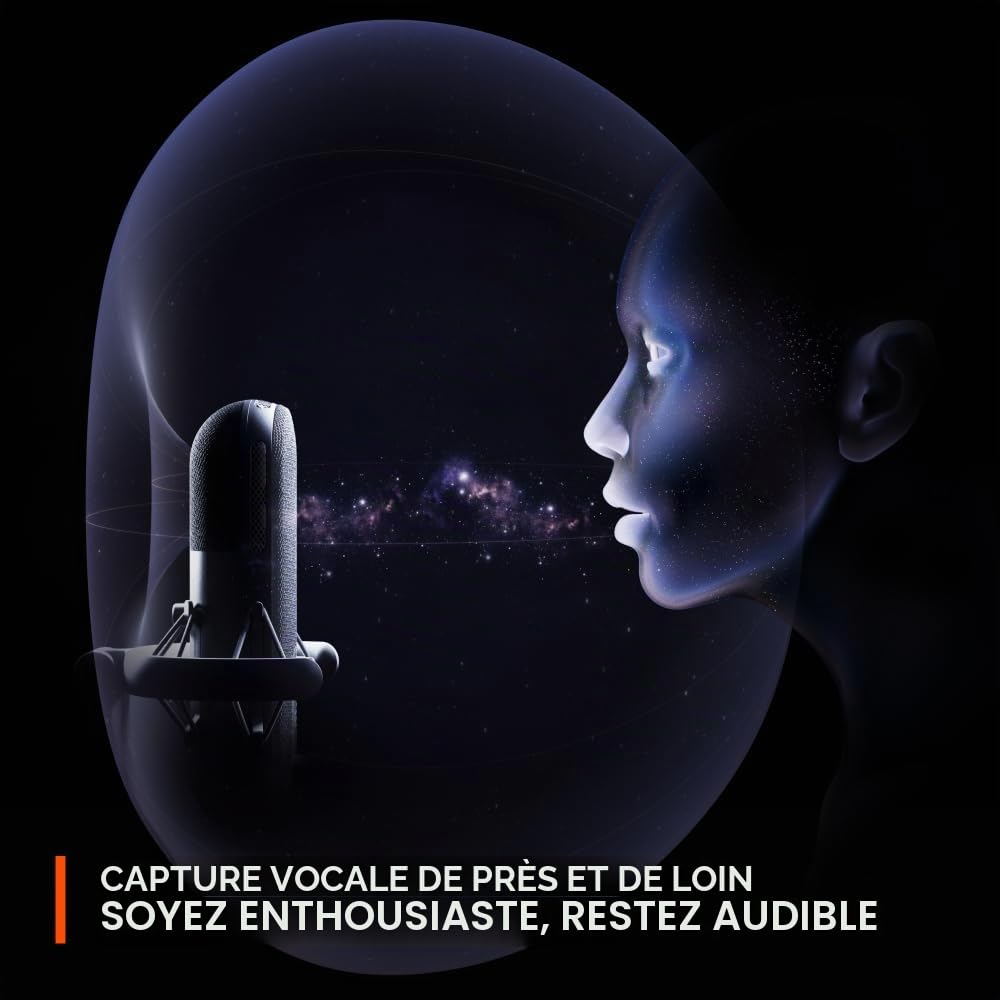 SteelSeries Microphone USB Alias pour PC - Capsule 3X Plus Grande pour Jouer, Streamer et podcaster - Logiciel Audio Sonar pour Streamers - Réduction du Bruit par IA - Support Amortisseur