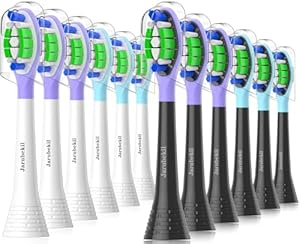12 Pack Toothbrush Heads Compatible with Philips Sonicare Electric Toothbrush, Brush Head for ProtectiveClean 4300 .DiamondClean 9000 3100 5300 (6 Black 6 White)