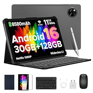 DOOGEE Tab A9 Pro+ Android 16 Tablet mit Tastatur 30GB RAM + 128GB ROM(2TB TF) Widevine L1 Gaming Tablets, 8580mAh, Unisoc T7200 Octa Core, 13MP+5MP, Tablet 11 Zoll mit Maus, Stift, Hülle, Schutzfolie