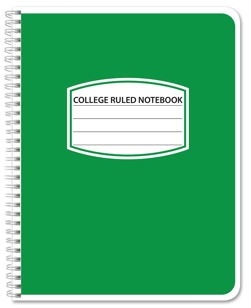 BookFactory College Ruled Notebook/Ruled Journal/Blank Ruled Book for Students - Green, 100 Pages, Wire-O, 8.5'' x 11'' (Made in USA)