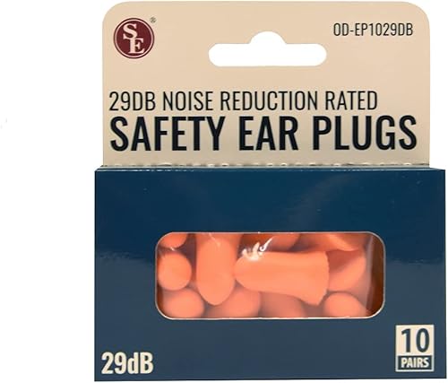 Treasure Gurus - 10 pares de tapones para los oídos de espuma suave de 29 dB, color naranja, cancelación de ruido, trabajo, conciertos, disparo,