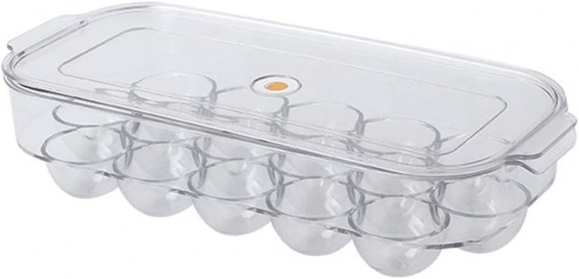 Egg Holder for Refrigerator, Portable Egg Organizer, Stackable Egg Storage Box with Lid, Clear Refrigerator Organizer Bins, 16 Grids