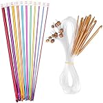 Wadoy 23 Ensemble de crochets au Crochet tunisiens pièces, 2-10mm Kit de crochets afghans 12 Crochets en bambou carbonisé et 11 Aiguilles afghanes en aluminium, câble clair, extra longue pour les débutants
