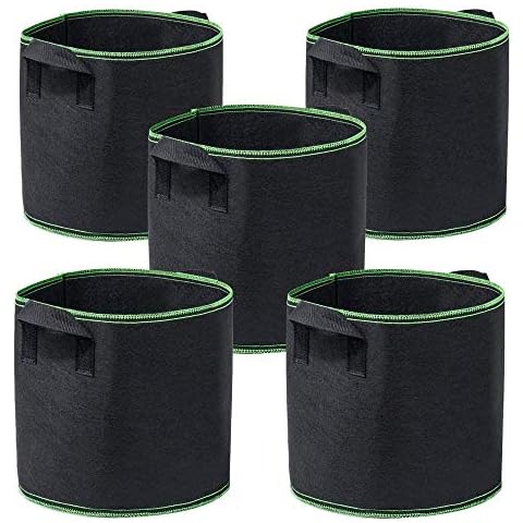 Garden4Ever 5-Pack 15 Gallon Grow Bags Heavy Duty Container Thickened Nonwoven Fabric Plant Pots with Handles Cover