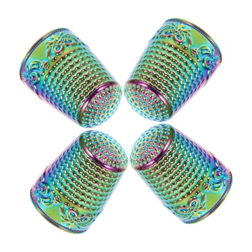 Housoutil 4Pcs Metal Sewing Thimbles Durable Finger Protectors for Hand Sewing Quilting and Knitting Thickened Design for Enhanced Safety and Convenience