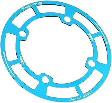 Mountain Bike Chainring Guard 104BCD Aluminium Alloy Crankset Protector for 32T 34T 36T Chainrings, BlackBlue-32T-36T