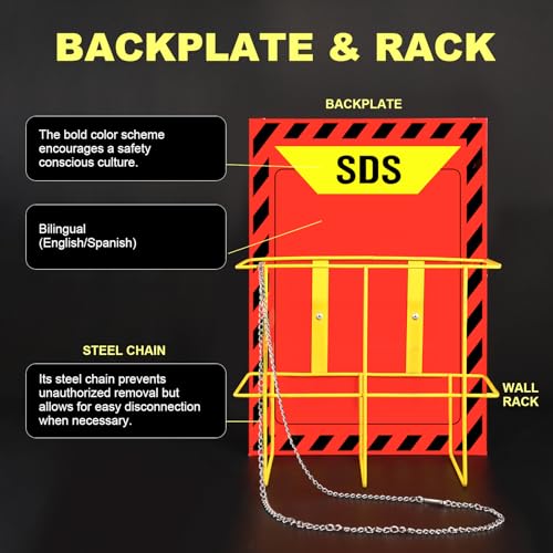 msds sds binder and wall stationyellow heavy duty 3 inch material safety data sheet 3 ring binder with sds wire rack and display signchainmounting hardwaresafety posters and msds labels