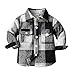 Toddler Boys Girls Plaid Button Down Jacket Kids Fashion Fleece Lined Block Color Outerwear Tops with Pockets 3M-8T