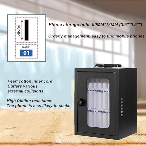 Wall-Mounted Cell Phone Storage Box, Durable Cold-Rolled Steel Safe for Factories, Classrooms & Offices - Secure Organizer (34x21x25cm)