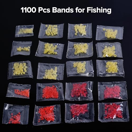 Realure 1100 Pcs/5 Sizes Micro Bait Bands for Fishing with 2 Pcs Bander Tool, Pellet Bands Rubber Rings - Image 4