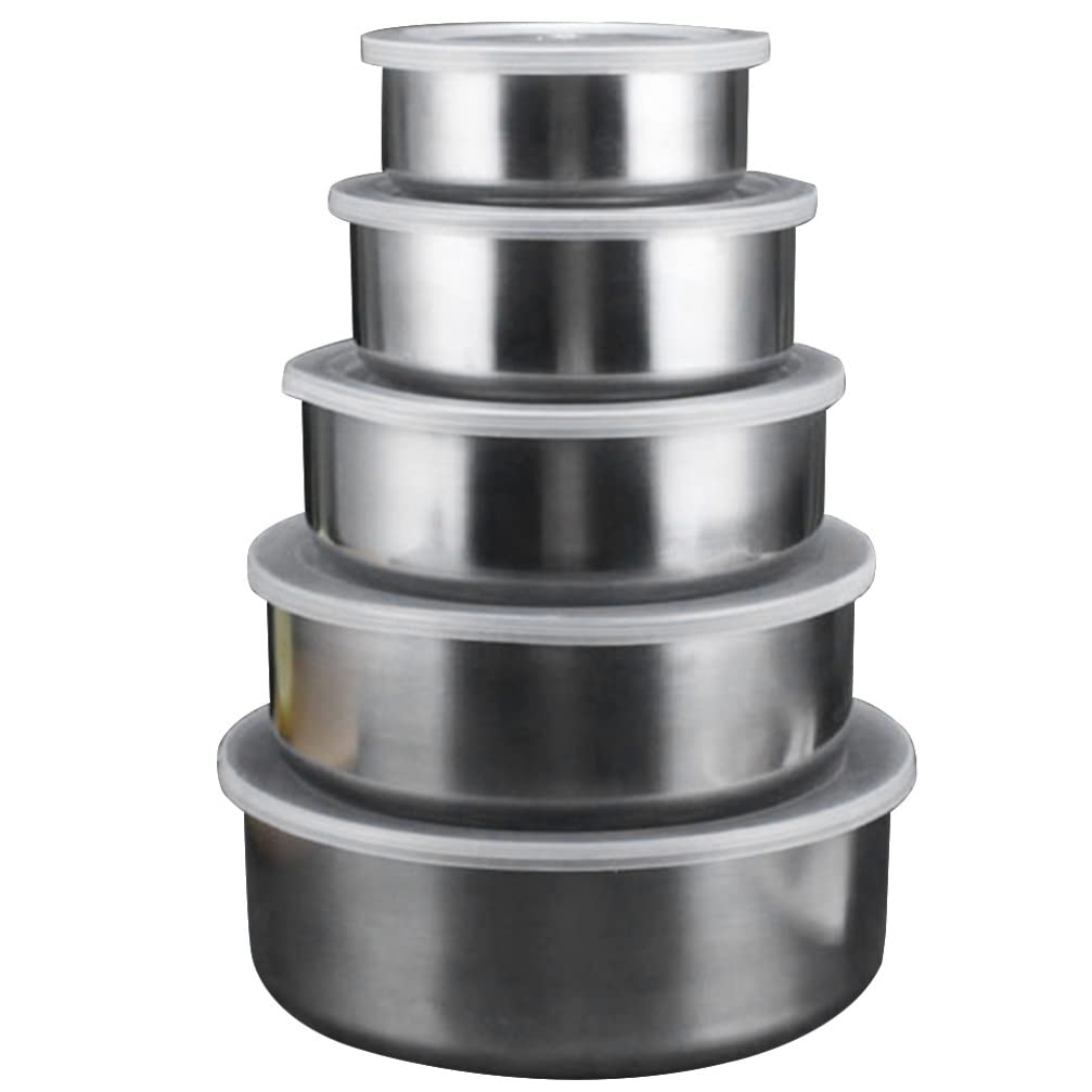 UPKOCH Mixing Bowls Mixing 1 Set Stainless Steel Food Storage Containers with Lid Leakproof Bento Airtight Metal Snack Container Fridge Storage Box for Freezer Pantry Organizer Mixing Bowls