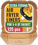 Air Les Liners de Fryer, 125Pcs Liners jetables en papier parchemin – Preuve non-brillante et huile pour un nettoyage facile – 8” Carré pour 5-8 qt Panier par Baker's Signature