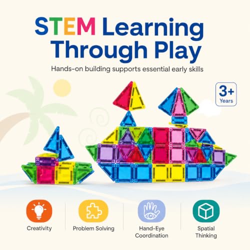 Image of Magnetic Building Blocks Set for Kids 3+, STEM Educational Construction Set, Creative Learning Building Blocks for Boys and Girls