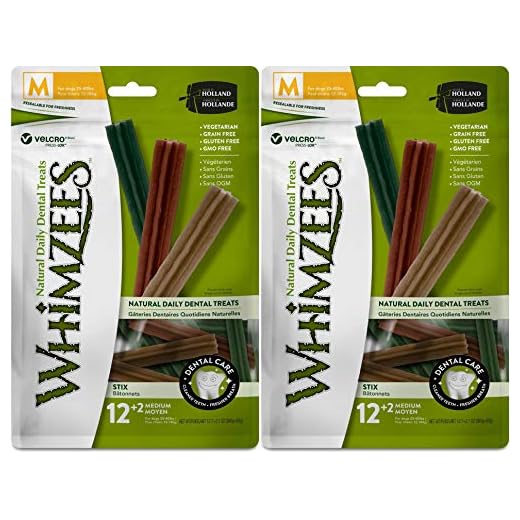 Whimzees Natural Dental Care Stix Dog Treats Medium - 14 count - (Dogs 25-40 lbs) - Pack of 2