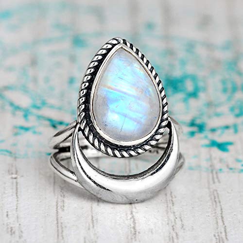 Boho-Magic Sterling Silver Moon Moonstone Ring For Women Gemstone Boho Jewelry (10) #TOP5
