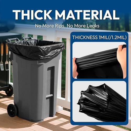 KeenEcho Heavy Duty Contractor Trash Bags 33 Gallon 30 Count, 1.0 Mil, Strong Black Garbage Bags, Leakproof Star Seal for Construction, Yard, Demolition Debris - Thumbnail 3