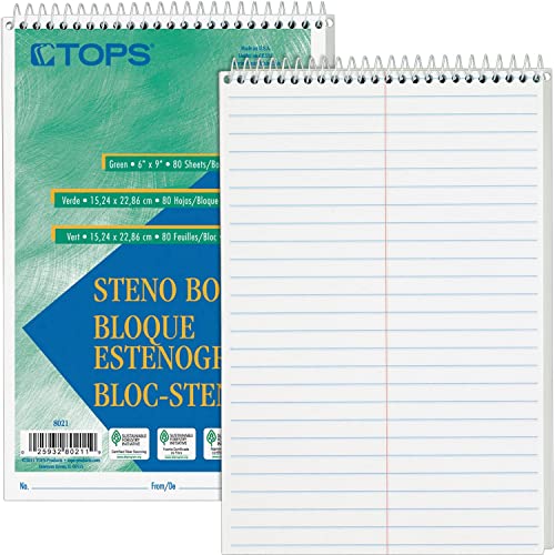 Steno livres Gregg Rule TOPS à spirale en pack de 12 blocs pour écriture fluide