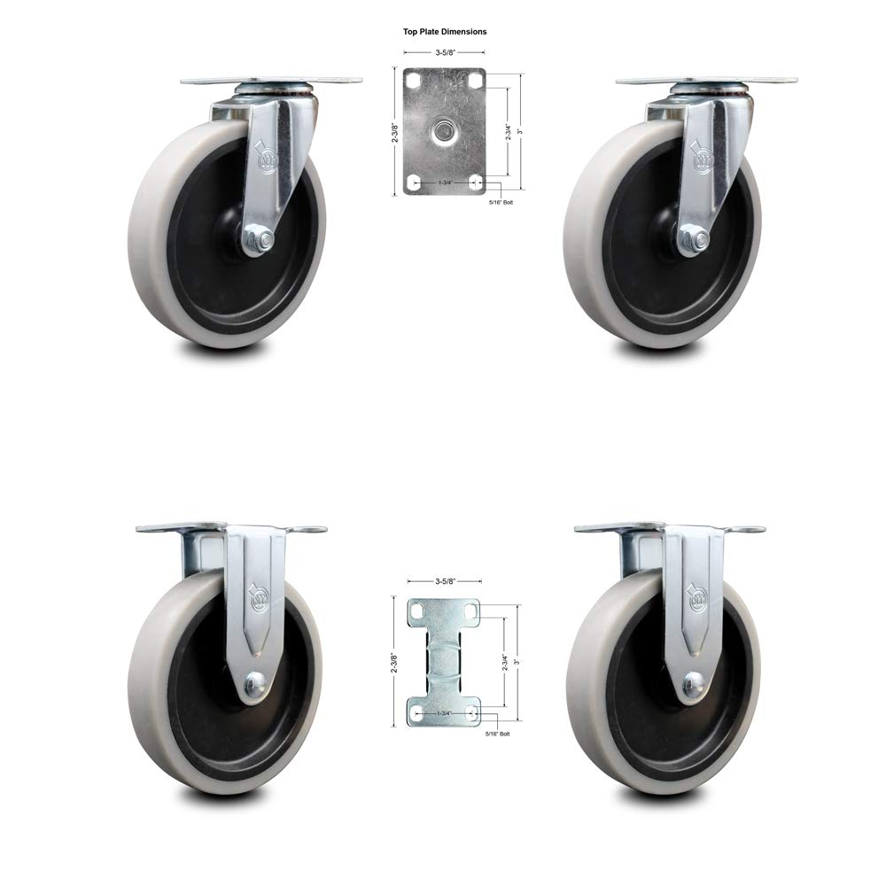 Buy 5" Rubbermaid Cart Casters NonMarking Wheel 4400 Series 4500 Series Includes 2 Swivel