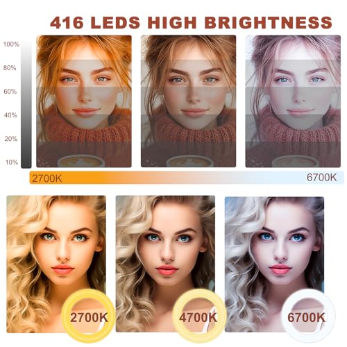 Image of Ring Light 18 inch with Stand, 55w 6700K LED Light,63 inch Tripod,Multi-Angle Adjustable Phone Stand, for iPhone and Android Phones, CRI95, Suitable for YouTube, TikTok, Selfies (Black, 18 inch)