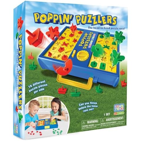 GAME Zone Poppin' Puzzlers - Interactive Puzzle for 2 Players Ages 4+ - Helps Develop Problem-Solving Skills and Fine Motor Skills - Perfect Nights with Family and Friends! Cover