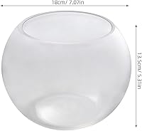 Vista 9 de ERINGOGO Jarrón de vidrio redondo de vidrio para peces, cuenco de acuario transparente para pecera Betta Goldfish Flower Florero de centro de mesa