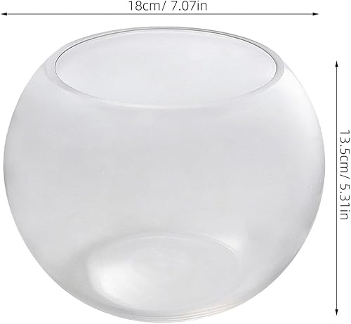 Miniatura 9 de ERINGOGO Jarrón de vidrio redondo de vidrio para peces, cuenco de acuario transparente para pecera Betta Goldfish Flower | Florero de centro de mesa