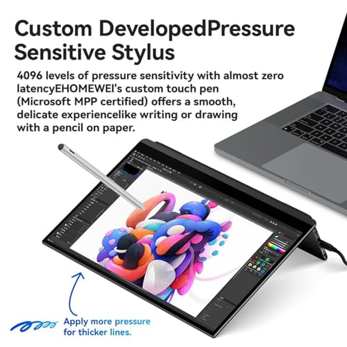 Image of EHOMEWEI Q8g 16 inch 2K 144Hz QLED Portable Touchscreen Monitor - 2560x1600 400 Nits HDR, 100% DCI-P3 Laptop Screen Extender with 4096-Level Stylus, FreeSync Gaming Display for MacBook, PC, PS5, Switch