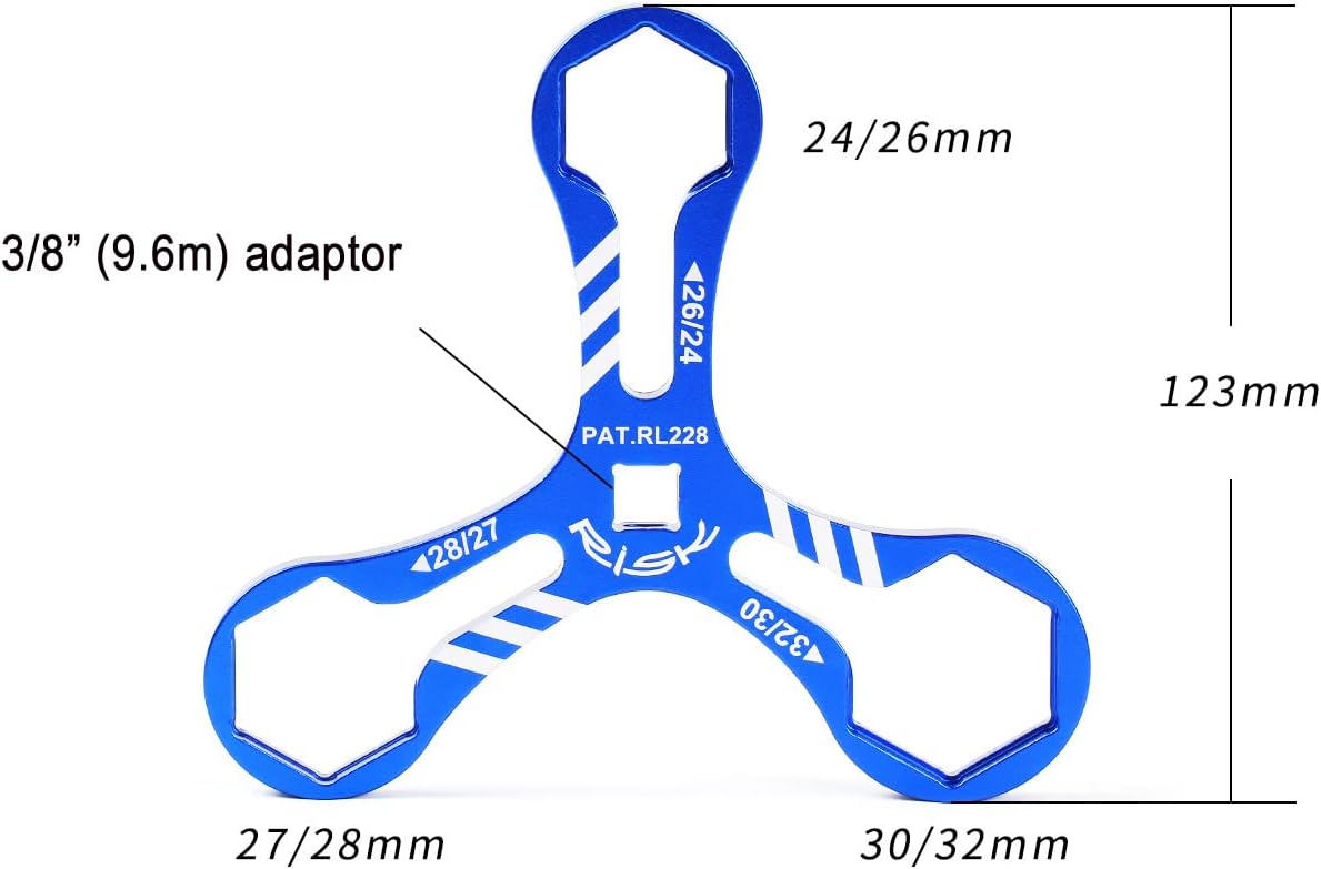 Bike Fork Topcap Top Cap Socket Wrench Tool Kit Compatible for Fox, etc. with Cap Sizes of 24/26 / 27/28 / 30 / 32mm