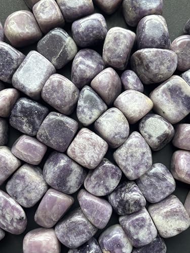 Image of Tumbled Stones, Natural Crystal Healing Stones, Home Office Decor, Aquarium Decorative Pebbles, Vase Fillers (Lepidolite, 50)