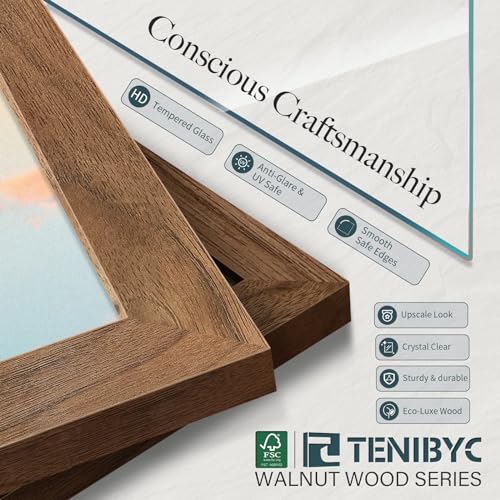 16x20-Poster-Frame-3-Pack-with-HD-Glass-Brown-Walnut-Natural-Solid-Wood-Picture-Frame-Wall-Gallery-Frame