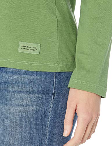 Life is Good Women's Womens Crusher V-Neck Longsleeve T-Shirt, Fresh Pine, L