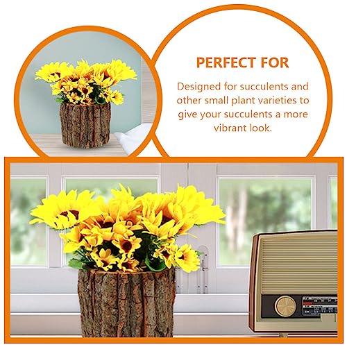 Yardwe Pack of 4 Wooden Bark Flower Pot, Tree Trunk Succulent Planter, Farmhouse Tree Stump Planter, Cactus Pot - Image 4