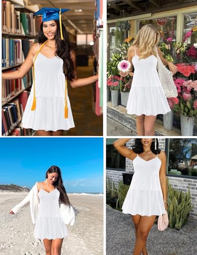 Nova In Sky Womens Summer Dresses 2025 Flowy Boho V-Neck Beach Sundresses Spaghetti Strap Tiered Mini Swing Skater Dress4