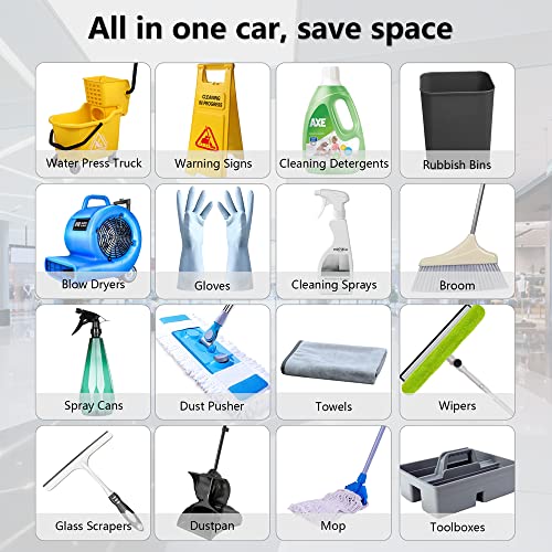 Commercial Cleaning Cart, 3-Ply Multi-Purpose Engineered Plastic Housekeeping Cart With 30 Gallon Bag Hand Push Utility Cart, 200 Lbs. Load Capacity, 51X22X37 (B) #TOP3