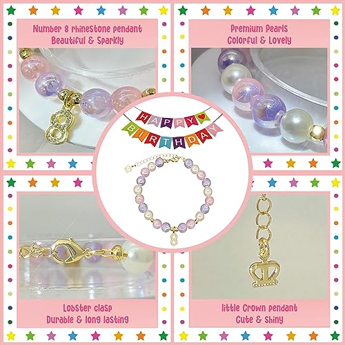 ZomefinKiu Girls 8th Birthday Bracelet - Pink, 8th Birthday Crown Box, Decorations & Jewelry for Girls3