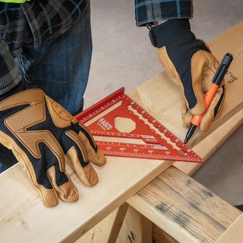 Klein Tools 9357SSQ Rafter Square, 7-Inch, Double Laser Etched Aluminum, Multi-Functional, Carpenter Measuring Layout Tool, Triangle Ruler for Woodworking - Image 10