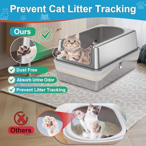 Lettiera per gatti setacciata con controllo degli odori, facile da pulire, include fodere per lettiera e paletta in metallo, ideale per piccoli gattini