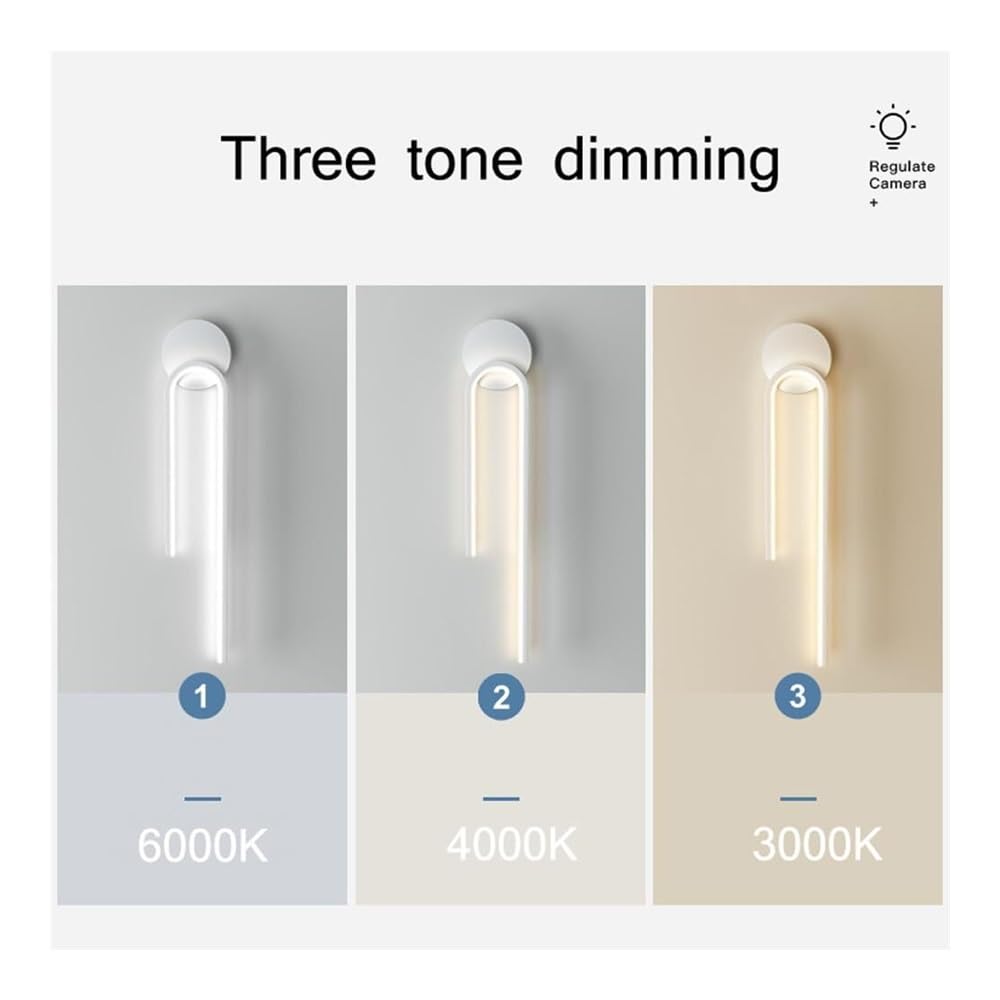 Applique da Parete Moderne Lineari Led per Interni Dimmerabili con Decorazione In Metallo A Striscia Lunga Ideali per Comodino Soggiorno Corridoio Bagno Cucina (Bianca A Sinistra)