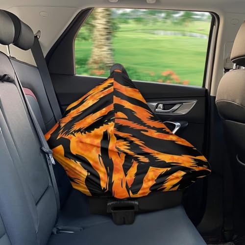 Image of Forchrinse Tiger Stripes Baby Car Seat Canopy for Boys Girls Car Seat Cover Soft Nursing Breastfeeding Cover for Mom