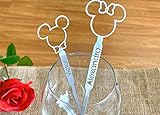 Micky Maus, Minnie Maus Rührstäbchen für Getränke Cocktail-Rührer & Namen Cocktailstab Kinderparty Edelstahl-Rührstäbchen Stäbchen für Kinder Party-Deko Cocktail-Plektren Geschenk für Kinder, Rührstab