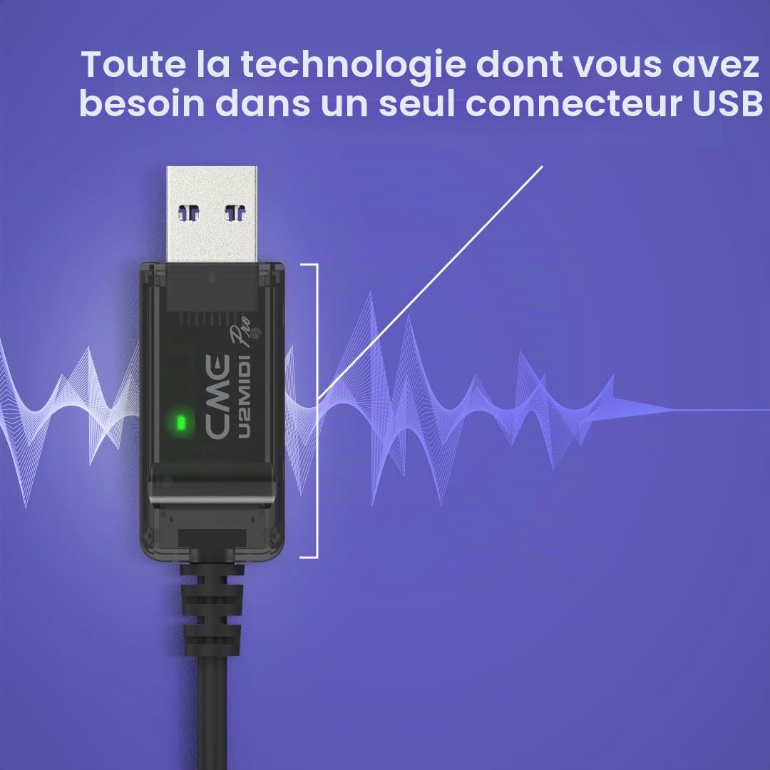 CME U2MIDI Pro – Câble USB MIDI Haute Vitesse avec Filtrage et Mapping, Interface USB vers MIDI Plug-and-Play pour Ordinateur et Instruments MIDI