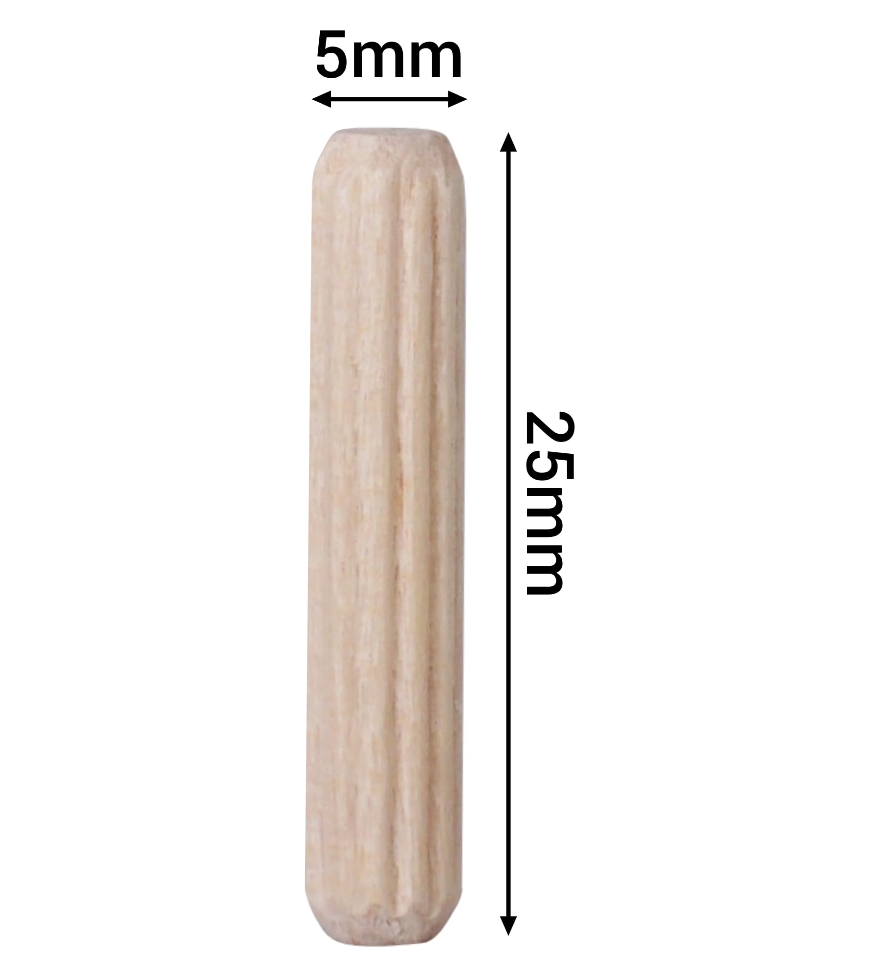 SKIR'CO (100 pcs) Wooden Dowels 5 x 25 mm, Grooved Wood Plugs, Ribbed Pins for Furniture Grooved Dowels - Image 3