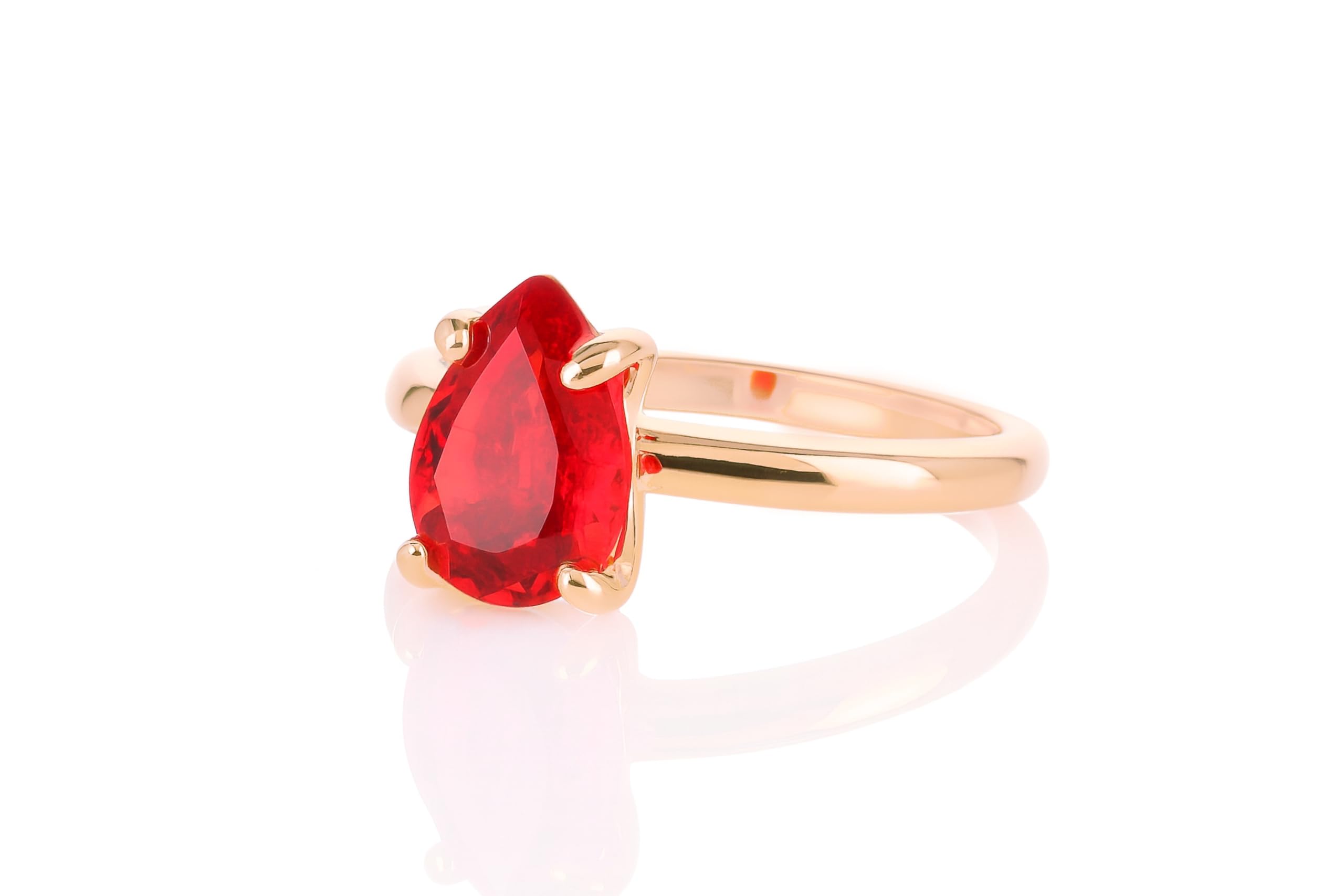 Handgefertigter Birne Rubin Geburtsstein Ring - Handgemachter Rose Gold Schmuck für Frauen - Individuelle Edelstein Verlobungsringe, Trauringe, Jahrestag Ringe, Mode Ringe - mit Kasten