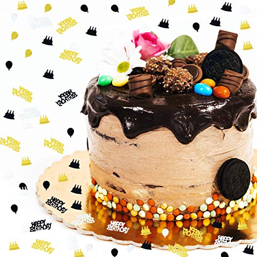 Confetti Birthday Metallic Happy Birthdday Confetti Foil Table Sequins Sprinkling Scatter Birthday Party Decoration Supplies (1.6Oz Gold Black Silver) #TOP4