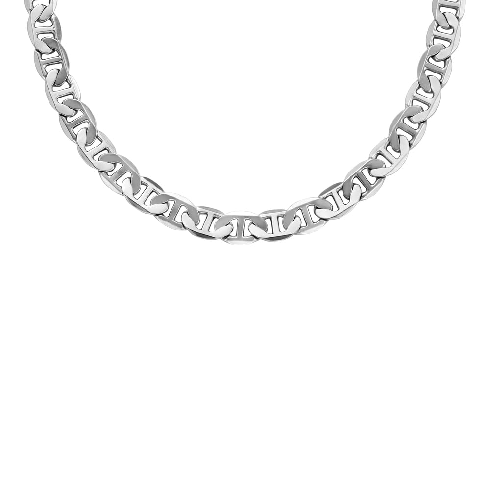Fossil Collier Unisexe Heritage Silver en Acier inoxydable, Longueur : 508 mm + 55 mm, largeur : 8,7 mm, Acier inoxydable, ce N'est pas UNE Pierre précieuse, Length: 508mm+55mm, Width: 8.7mm, Acier