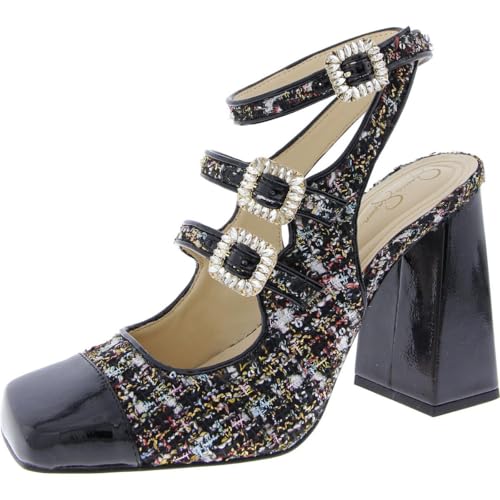 Jessica Simpson Womens Lymen Tweed Embellished Block Heels2