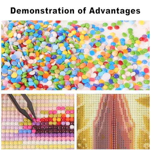 Image of 5D Diamond Art Kits for Adults, Praying Hands Diamond Painting Kits for Beginners, Lotus DIY Full Drill Round Rhinestone Gem Art Crafts Paintings for Spiritual Harmony and Home Wall Decor 12 x 16 inch