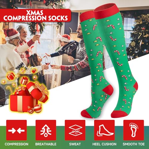 Image of cerpite Compression Socks for Women & Men 6 Pairs Knee High Compression Socks 20-30 mmhg Best for Running,Nurse,Travel