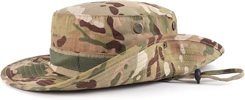 Miniatura 9 de Zylioo Sombreros Boonie de gran tamaño XXL, sombrero táctico militar de safari para cabezas grandes, sombreros de caza ligeros con correa